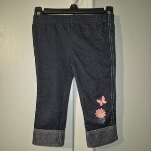 Unknown Brand Size 4 Kids Jegging With Flower & Butterfly Capris